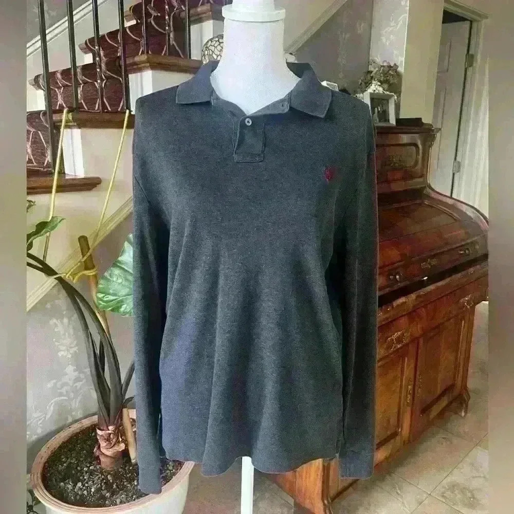 Men’s Polo Ralph Lauren long sleeve 100% cotton shirt L very good condition gray - Picture 6 of 11